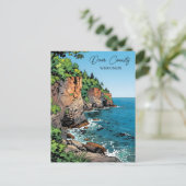 Door County Illustration with Poem Briefkaart (Staand voorkant)