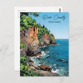 Door County Illustration with Poem Briefkaart (Voorkant / Achterkant)