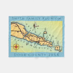 Door County Kaart Vakantiedeken Fleece Deken