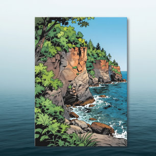 Door County, Wisconsin Illustratie en Gedicht Kaart