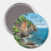 Door County, Wisconsin Illustration Lake Michigan Magneet (Voorkant / Achterkant)