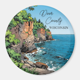 Door County, Wisconsin Illustration Lake Michigan Magneet