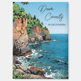 Door County, Wisconsin Illustration Lake Michigan Magneet