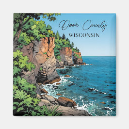 Door County, Wisconsin Illustration Lake Michigan Magneet