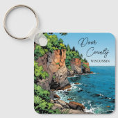 Door County, Wisconsin Illustration Lake Michigan Sleutelhanger (Voorkant)