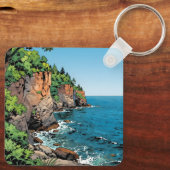 Door County, Wisconsin Illustration Lake Michigan Sleutelhanger (Achterkant)