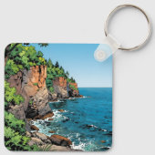 Door County, Wisconsin Illustration Lake Michigan Sleutelhanger (Achterkant)