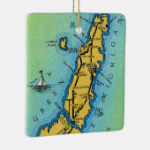 Door County Wisconsin Kaart Keramisch Ornament (Rechts)