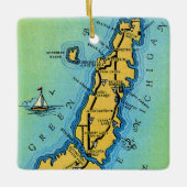 Door County Wisconsin Kaart Keramisch Ornament (Voorkant)