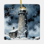 Door County, Wisconsin Lighthouse in Winter Keramisch Ornament (Voorkant)
