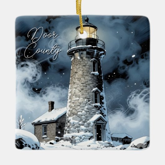 Door County, Wisconsin Lighthouse in Winter Keramisch Ornament (Voorkant)