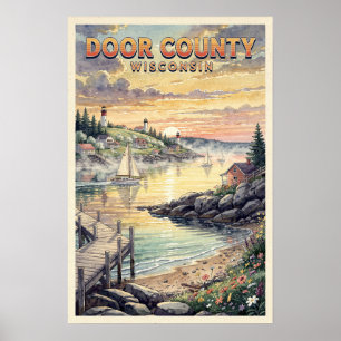Door County Wisconsin Reis in Retro Stijl Poster
