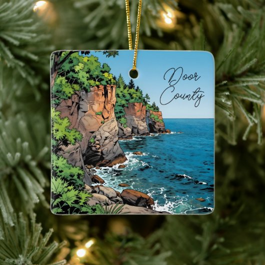 Door County, Wisconsin Travel Souvenir Keepsake Keramisch Ornament (Boom)