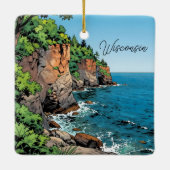 Door County, Wisconsin Travel Souvenir Keepsake Keramisch Ornament (Achterkant)