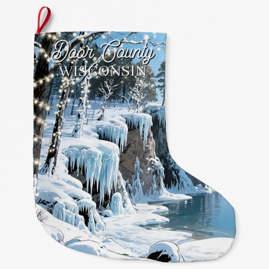 Door County Wisconsin Winter Kerstmis Grote Kerstsok (Voorkant)
