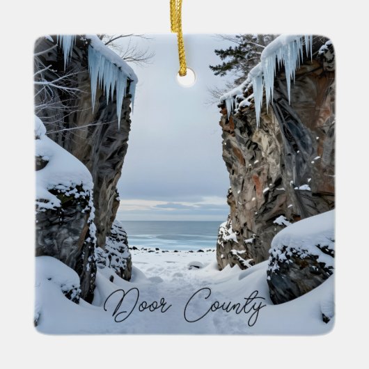 Door County, Wisconsin | Winter Poem Keramisch Ornament (Voorkant)