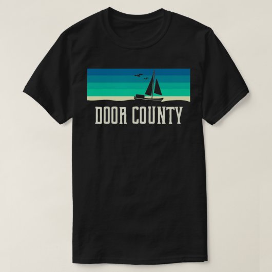 Door County Wisconsin Zeilboot 70s Throwback T-shirt (Design voorkant)