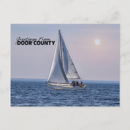 Door County Zeilboot - Lake Michigan Briefkaart (Voorkant)