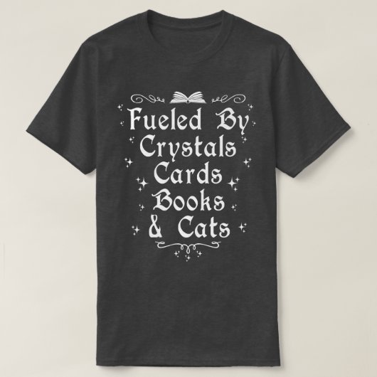 Door Crystals Kaarten boeken en katten Witchcraft T-shirt (Design voorkant)