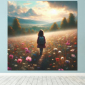 Door de bloesems - Avontuurlijk Pad Canvas Afdruk (Insitu (Houten vloer))