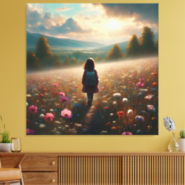 Door de bloesems - Avontuurlijk Pad Canvas Afdruk