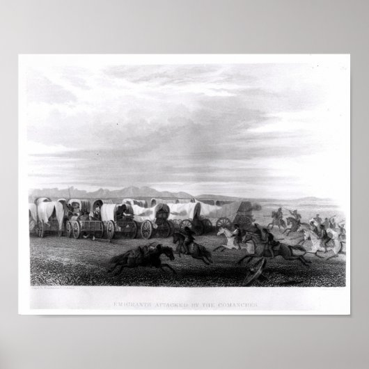 Door de Comanches aangevallen immigranten Poster (Voorkant)