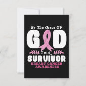 Door de genade God in een overlevende borstkanker Bedankkaart (Voorkant)