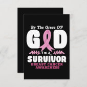Door de genade God in een overlevende borstkanker Bedankkaart (Voorkant / Achterkant)