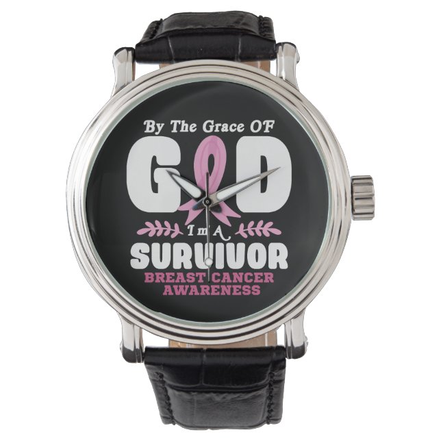 Door de genade God in een overlevende borstkanker Horloge (Voorkant)
