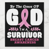 Door de genade God in een overlevende borstkanker Wijn Etiket (Enkel label)