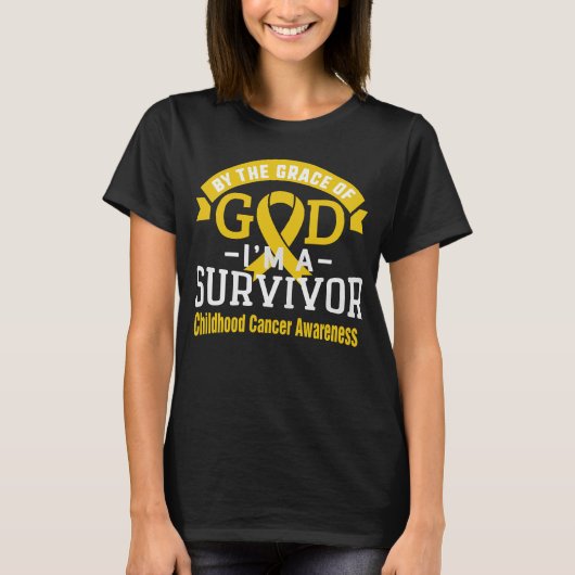 Door de genade van God Overlevende van kinderkanke T-shirt (Voorkant)