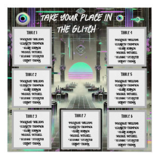 👁️ "Door de Glitch" Weirdcore Zitplaatskaart Perfect Poster