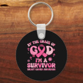 Door de Grace God ben ik een overlevende borstkank Sleutelhanger (Voorkant)