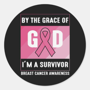 Door de Grace God Breast Cancer Survivor Christeli Ronde Sticker