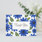 Door de hand getekend blauw ventilatorpatroon bedankkaart (Staand voorkant)