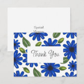 Door de hand getekend blauw ventilatorpatroon bedankkaart (Voorkant / Achterkant)