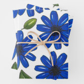 Door de hand getekend blauw ventilatorpatroon inpakpapier vel (In situ)