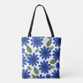 Door de hand getekend blauw ventilatorpatroon tote bag (Achterkant)
