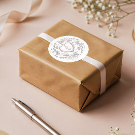 Door de hand getekend Hart & Floral, aangepast mon Ronde Sticker