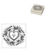 Door de hand getekend Hart & Floral, aangepast mon Rubberstempel (Gestempeld)