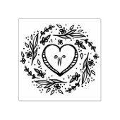 Door de hand getekend Hart & Floral, aangepast mon Rubberstempel (Afrduk)