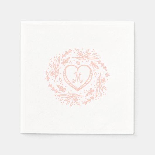 Door de hand getekend Hart & Floral, aangepast mon Servet (Voorkant)