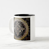 Door de hand getekend Mandala-ontwerp Tweekleurige Koffiemok (Voorkant links)