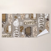 Door de hand getekende achtergrond van het koffiep badhanddoek (Badhanddoek)