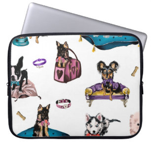 Door de hand getekende cartoon schetsen naadloze h laptop sleeve