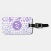 Door de hand getekende Floral Pattern & Monogram Bagagelabel (Voorkant horizontaal)