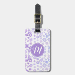 Door de hand getekende Floral Pattern & Monogram Bagagelabel