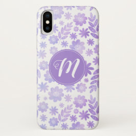 Door de hand getekende Floral Pattern & Monogram iPhone X Hoesje