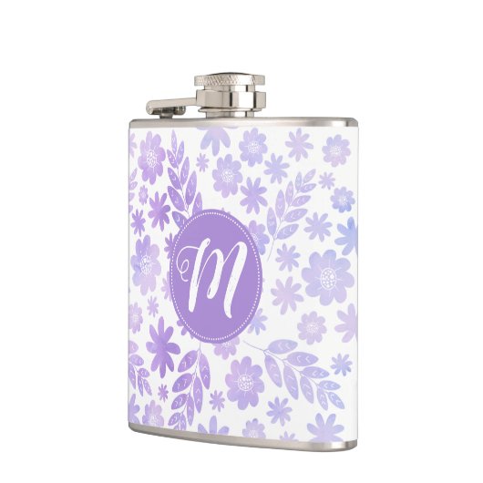 Door de hand getekende Floral Pattern & Monogram Heupfles (Links)