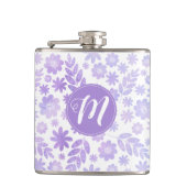 Door de hand getekende Floral Pattern & Monogram Heupfles (Voorkant)